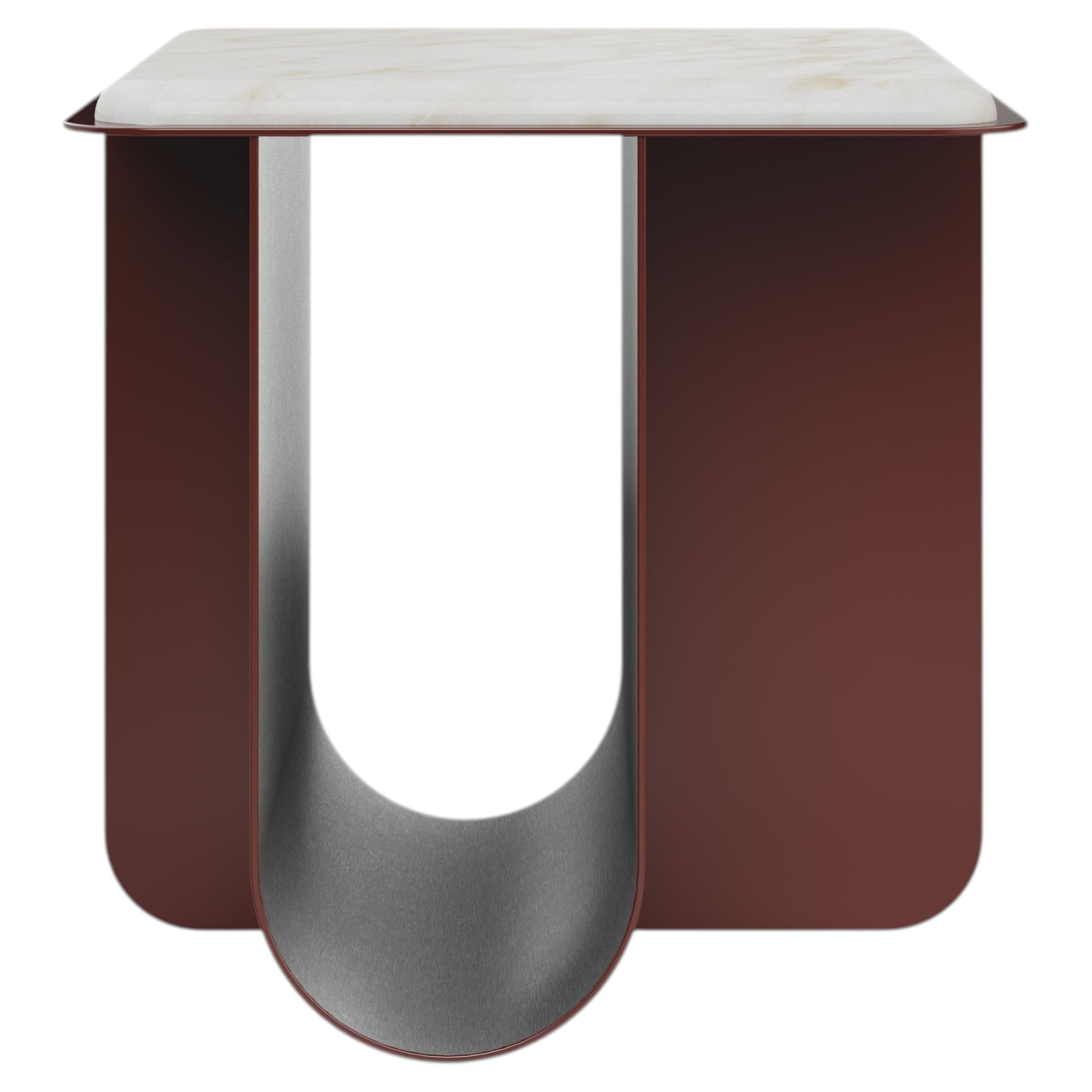 Bowery Side Table Stainless Steel Marble Made in Portugal By Porus Studio