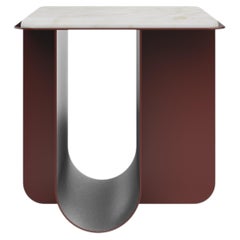Bowery Side Table Made in Portugal By Porus Studio Stainless Steel Marble