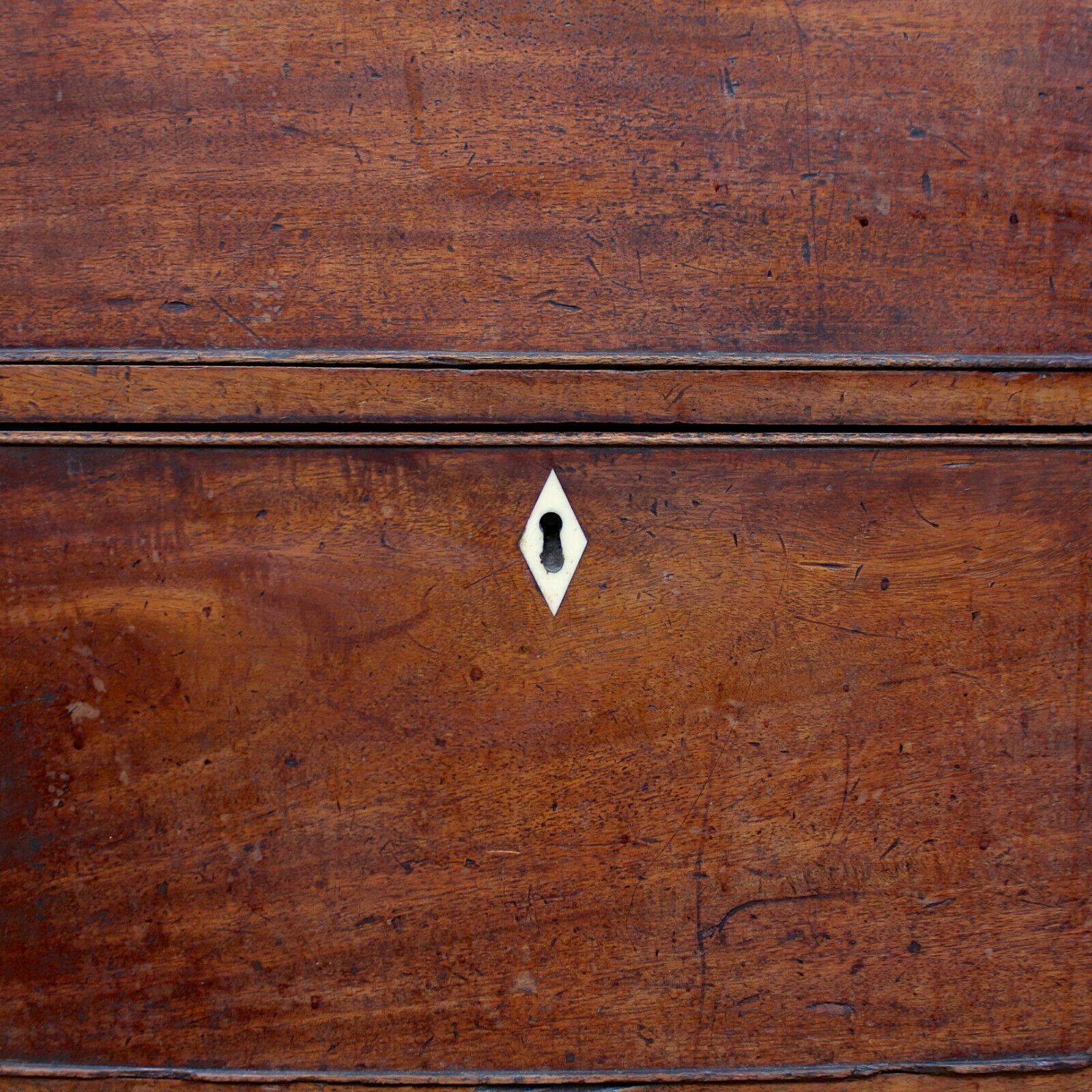 Bowfront Chest of Drawers Carved Inlaid Mahogany, 19th Century For Sale 5