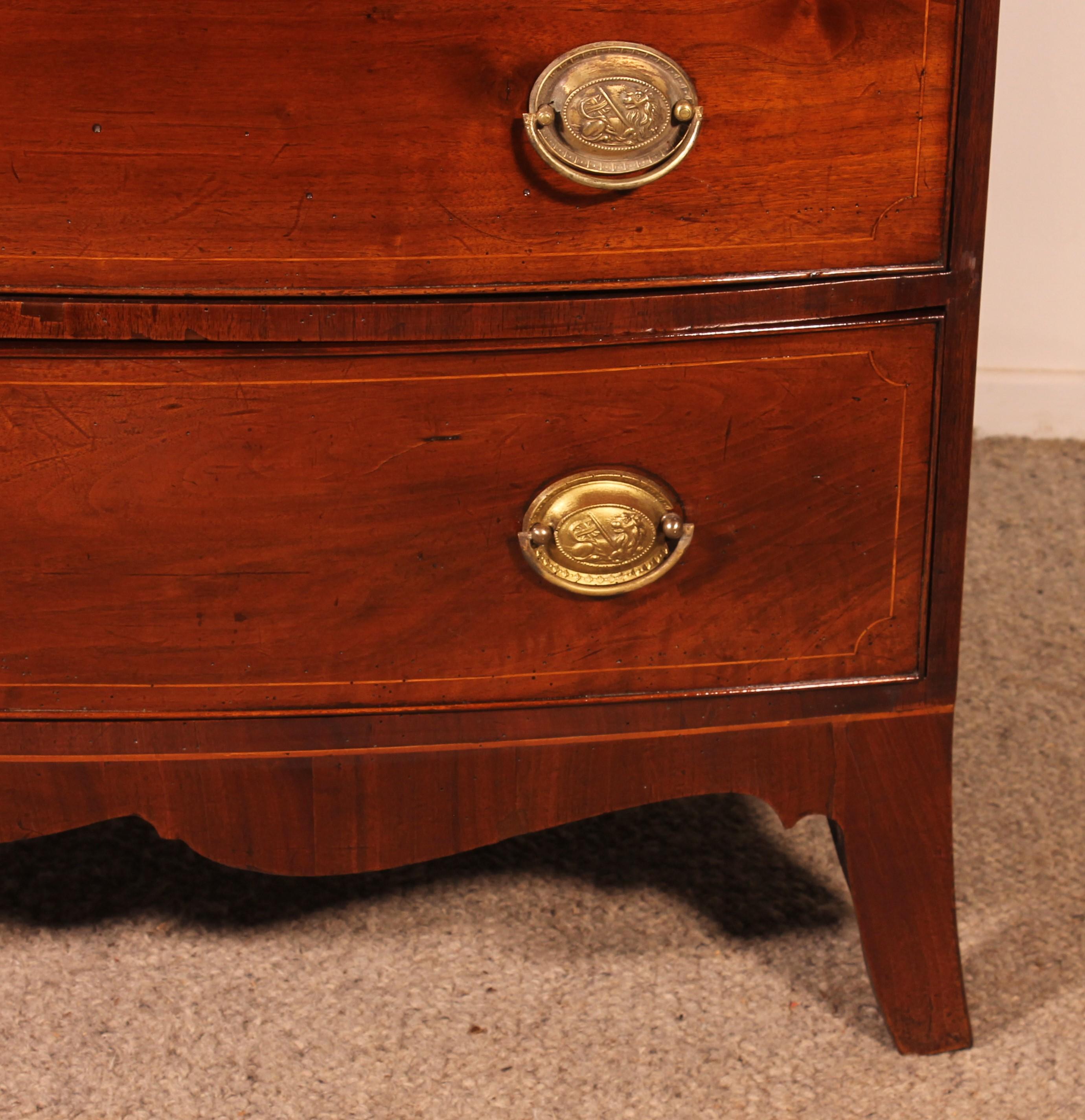 Bowfront Chest Of Drawers Regency Period In Mahogany Circa 1800 For Sale 1