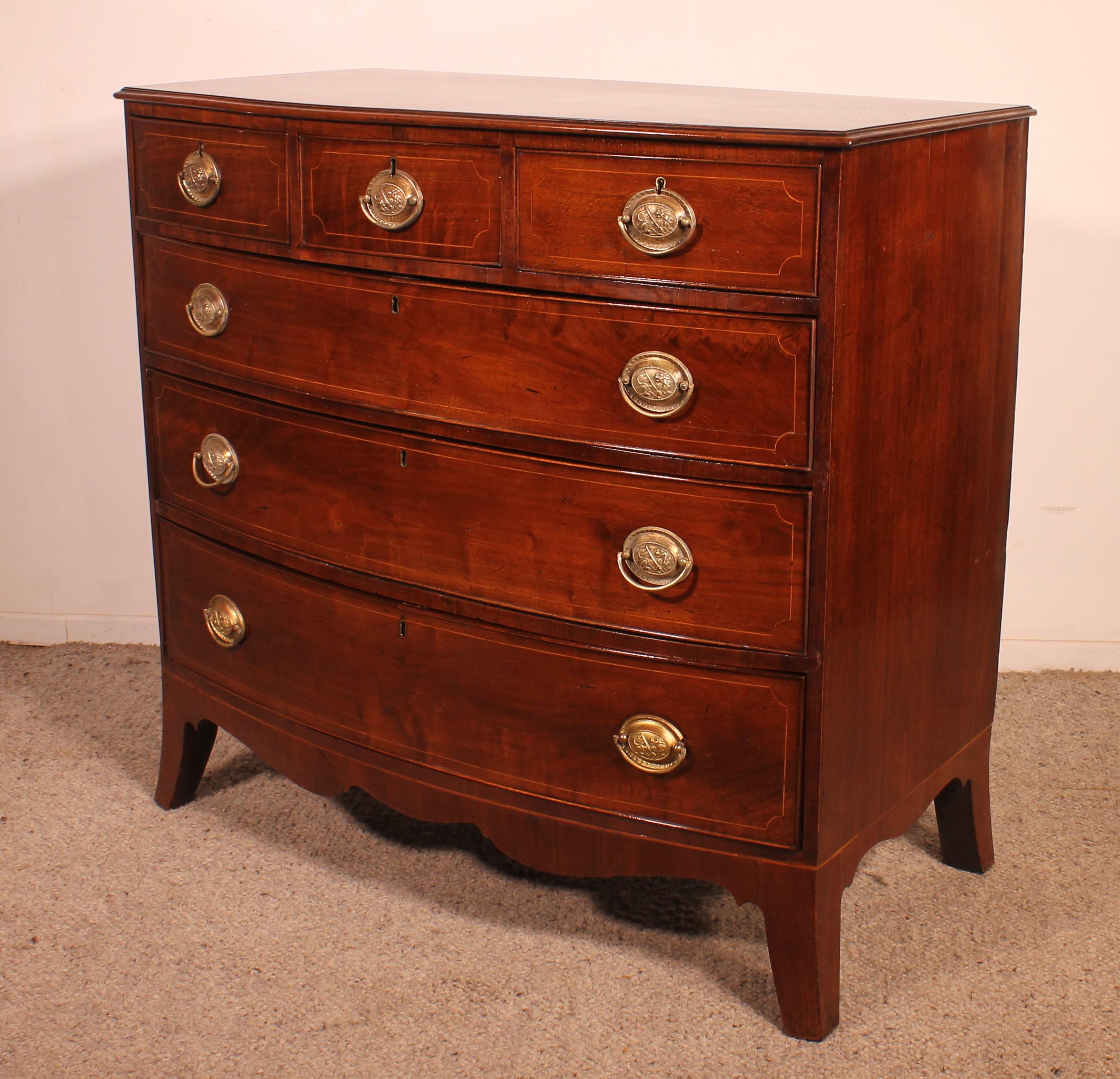 Bowfront Chest Of Drawers Regency Period In Mahogany Circa 1800 For Sale 2
