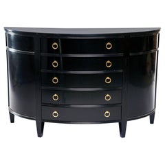 Bowfront Ebonized Mahogany French Chest with New Hardware