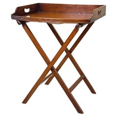 Bowfront Mahogany Butlers Tray On Folding Stand