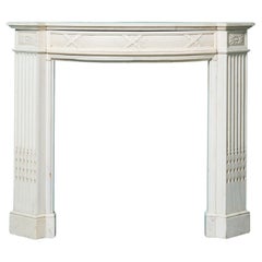 Bowfronted Antique White Marble Fire Mantel