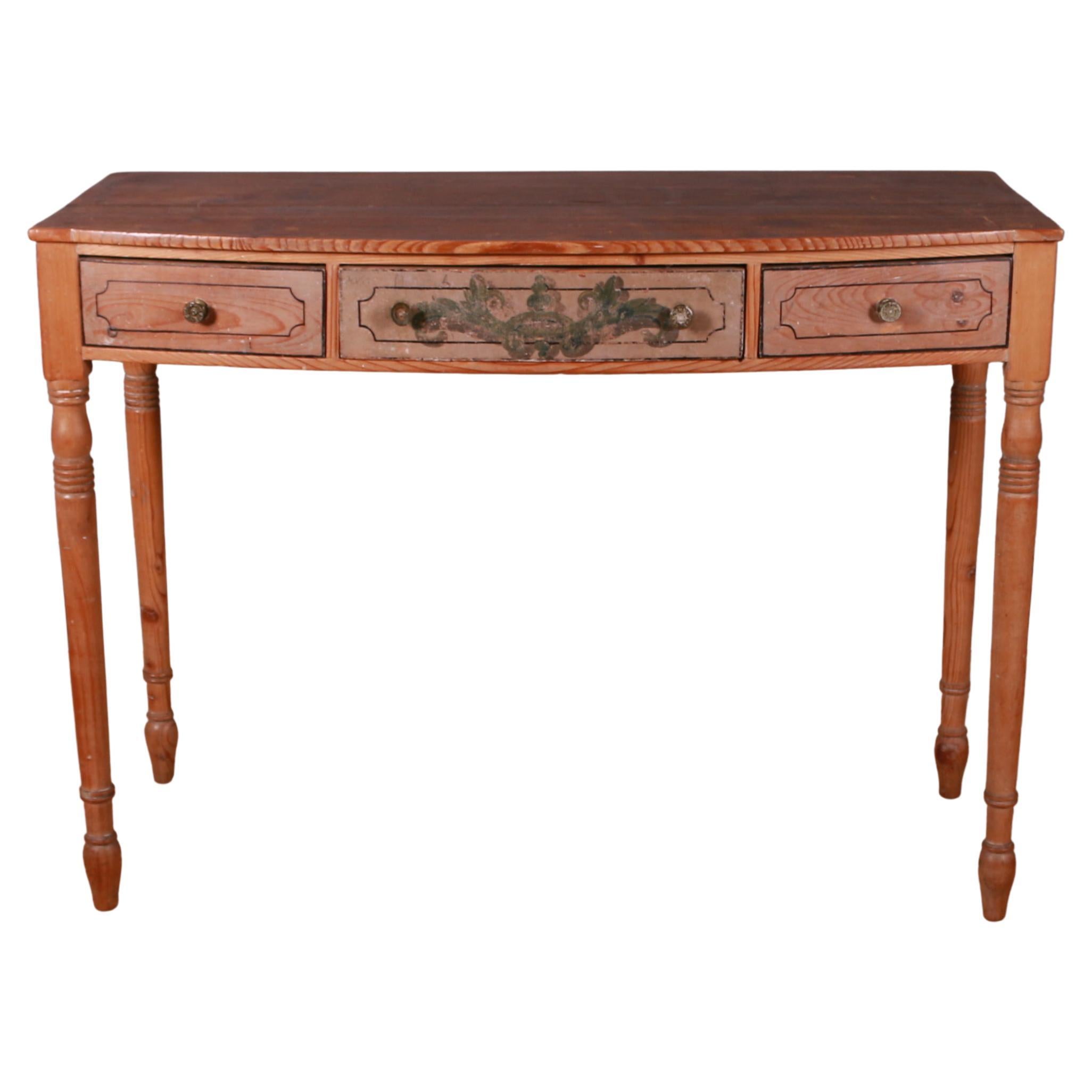 Bowfronted Pine Lamp Table For Sale