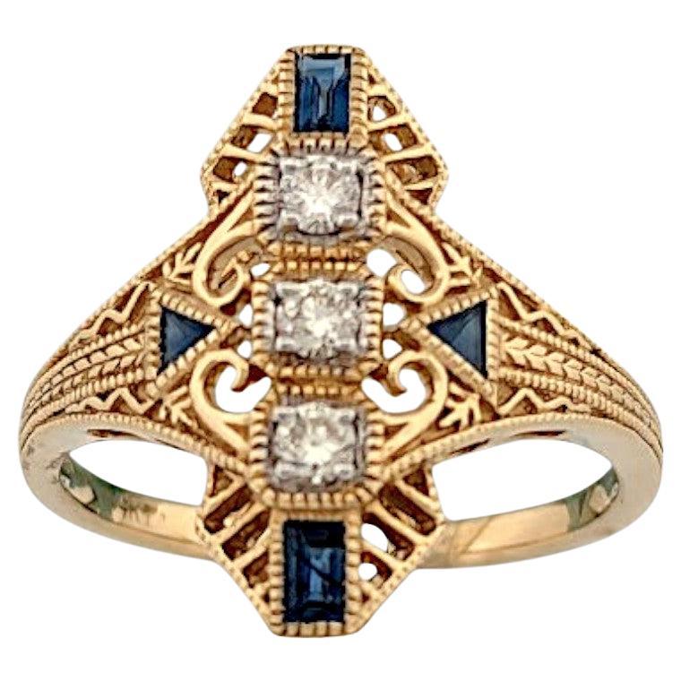 Bowie  14k Yellow Gold Ring with 0.15 Carat Diamonds & 0.25 Carat Sapphires