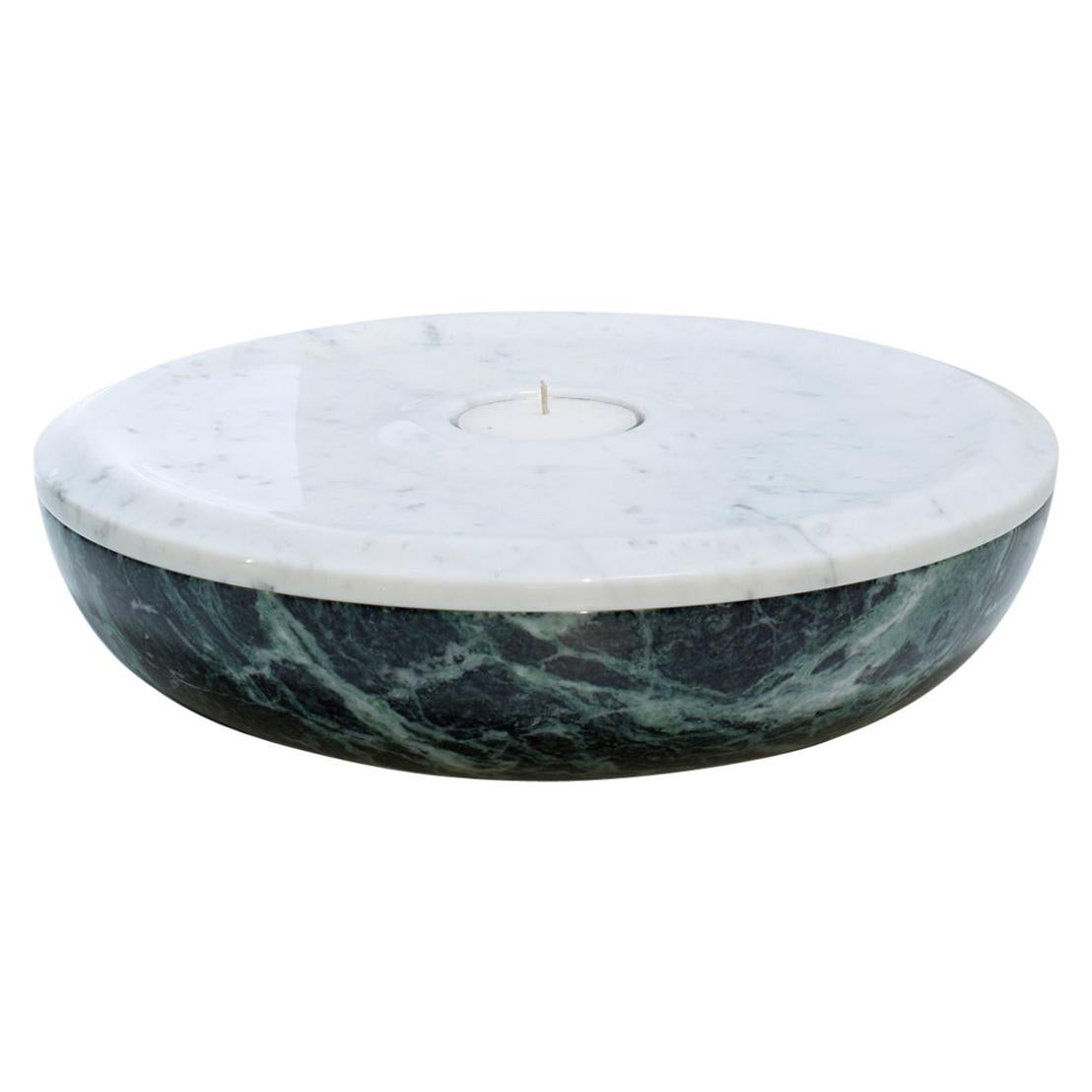 Bowl and Candleholder Made of Carrara Marble by Designer Torsten Neuland, 2014 For Sale