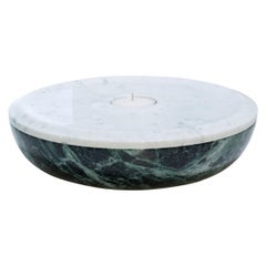 Bowl and Candleholder Made of Carrara Marble by Designer Torsten Neuland, 2014