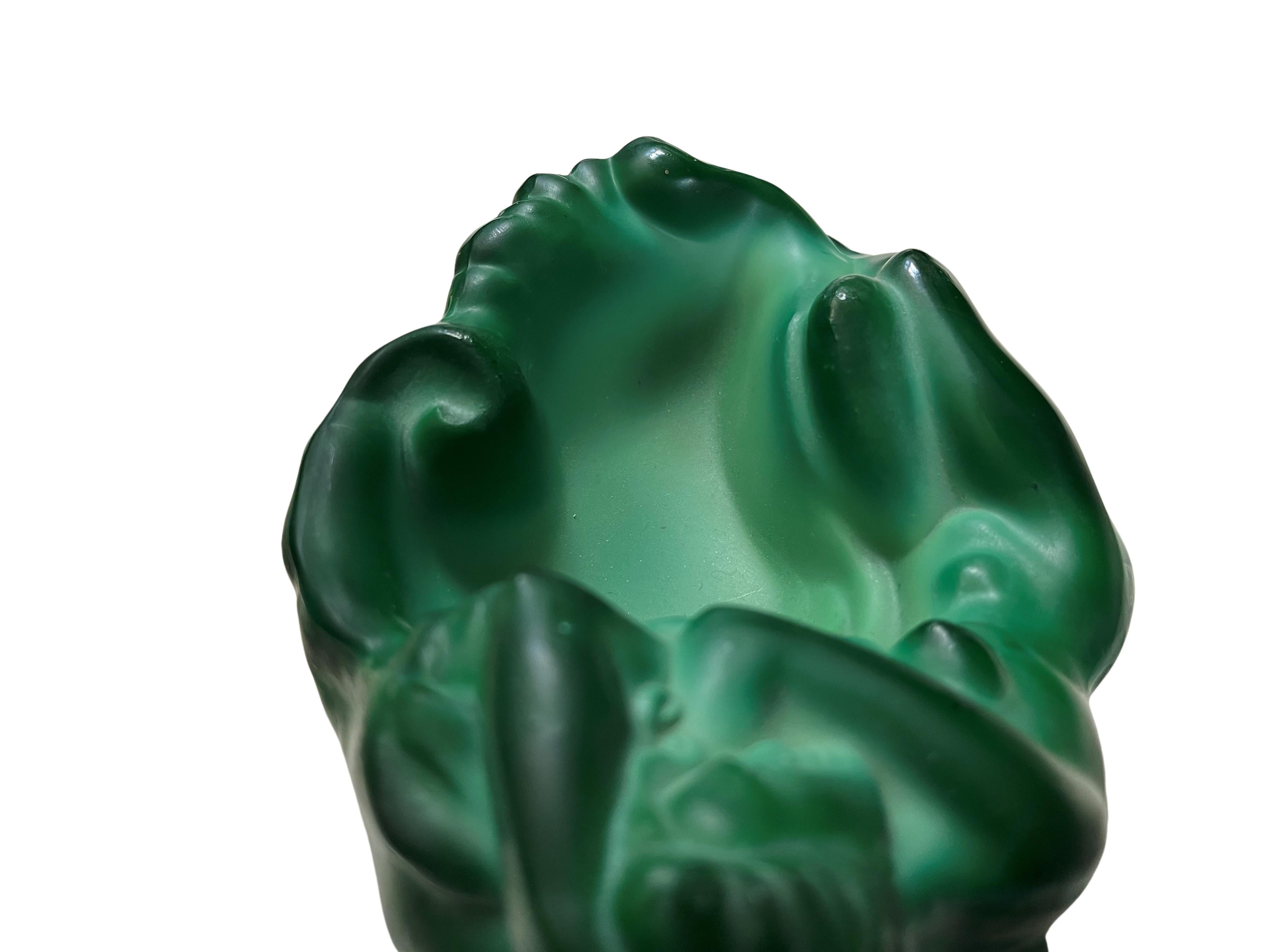 Mid-20th Century Stunning Bowl, Nude, Malachite Art Glass, Frantisek Halama, 1930 Art Deco  For Sale