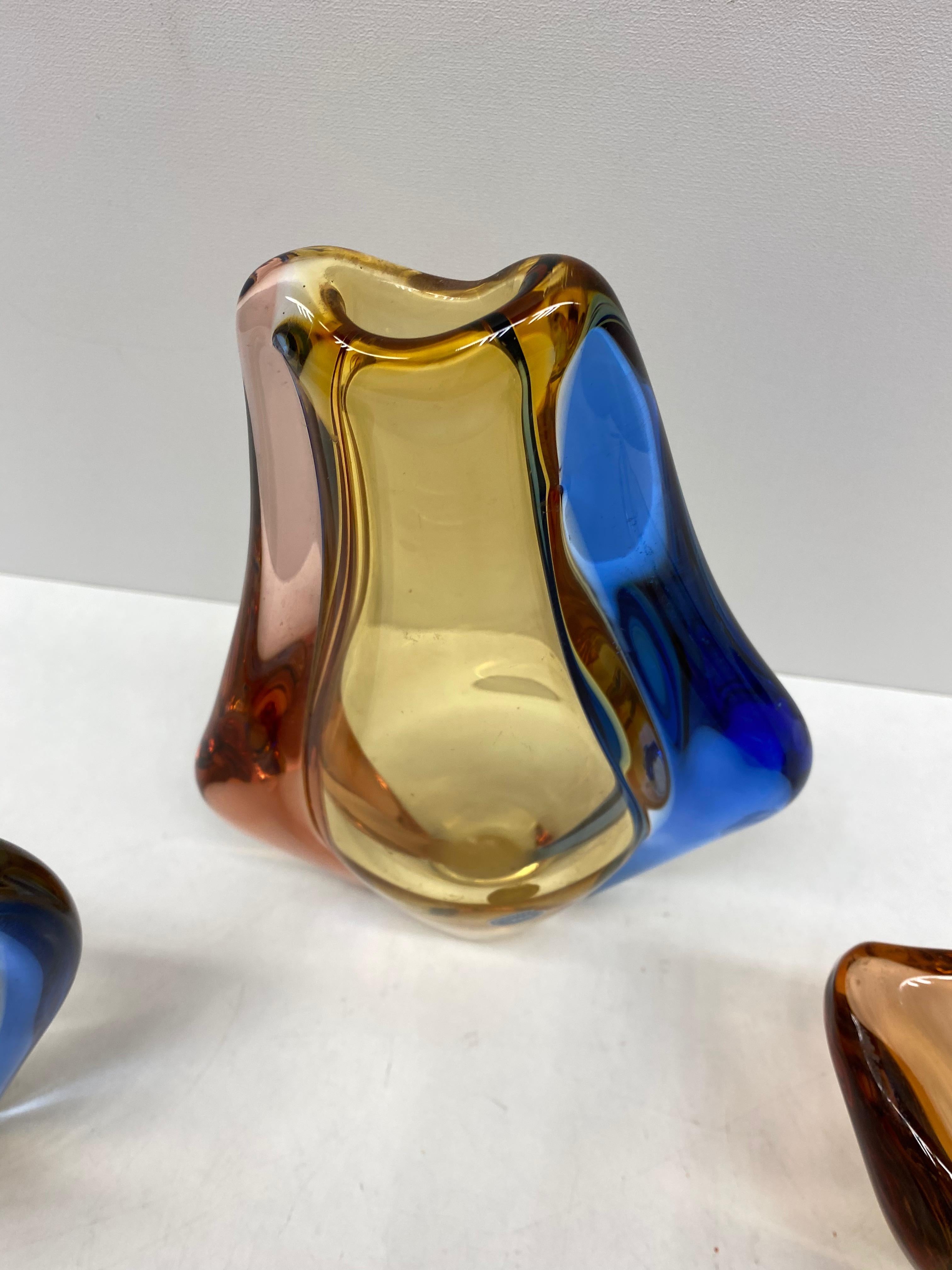 Mid-Century Modern Bowl, Basket & Vase Collection of Art Glass by Hana Machovska Romana for Sklo