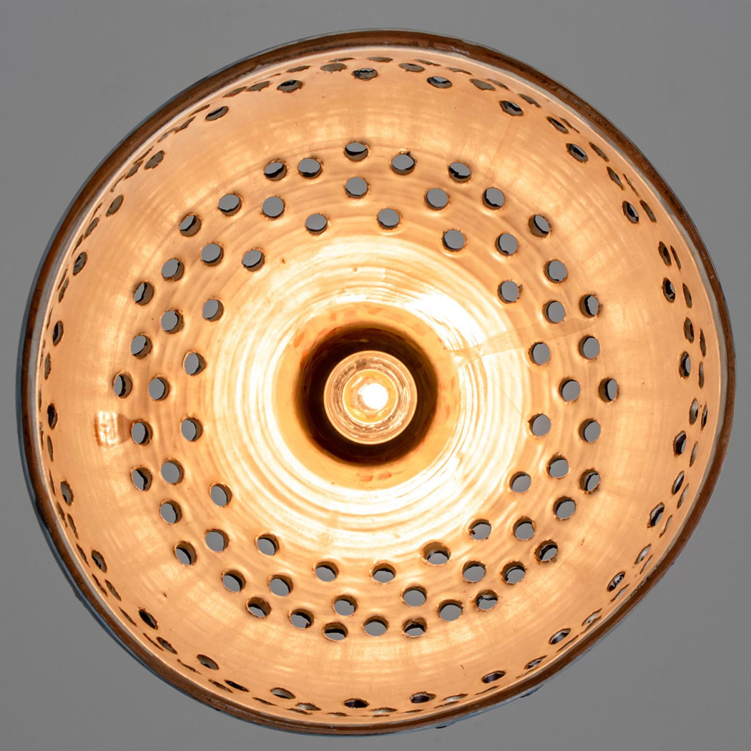 Bowl Blue Ceramic Pendant Light, Denmark, 1970 For Sale 2