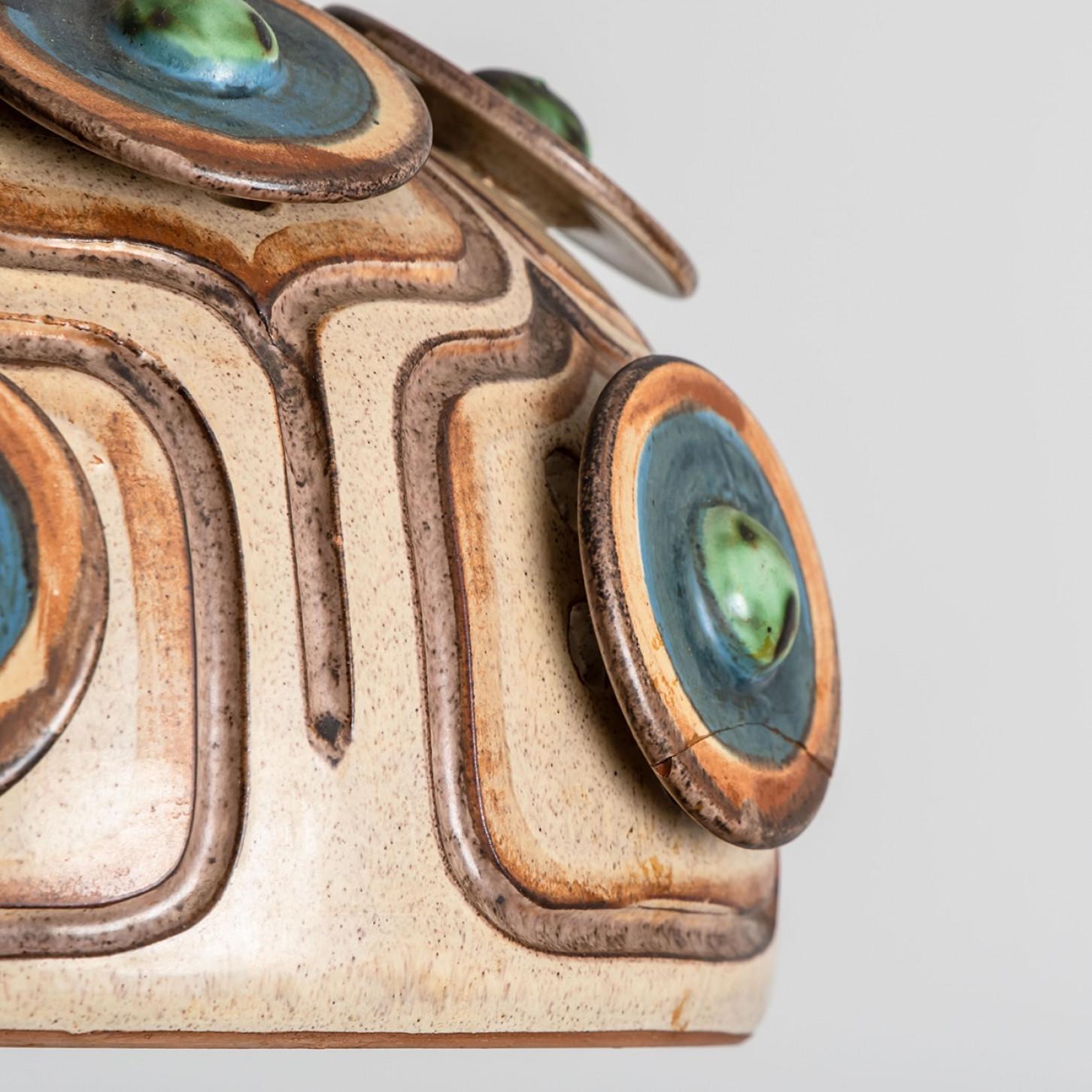 Lampe suspendue en céramique Brown Turquoise, Danemark, 1970 en vente 2