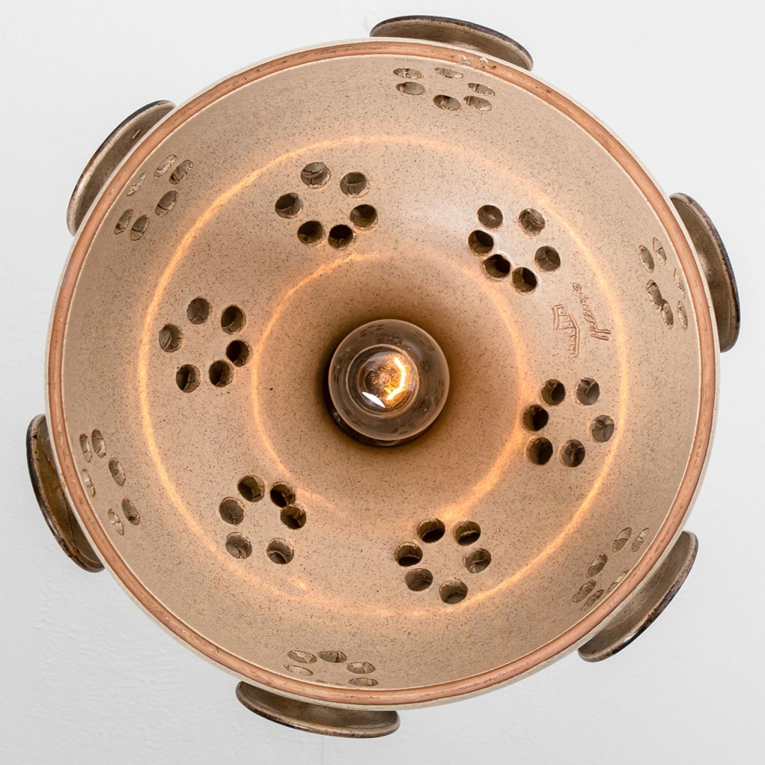 Bowl Brown Turquoise Ceramic Pendant Light, Dänemark, 1970 (Sonstiges) im Angebot