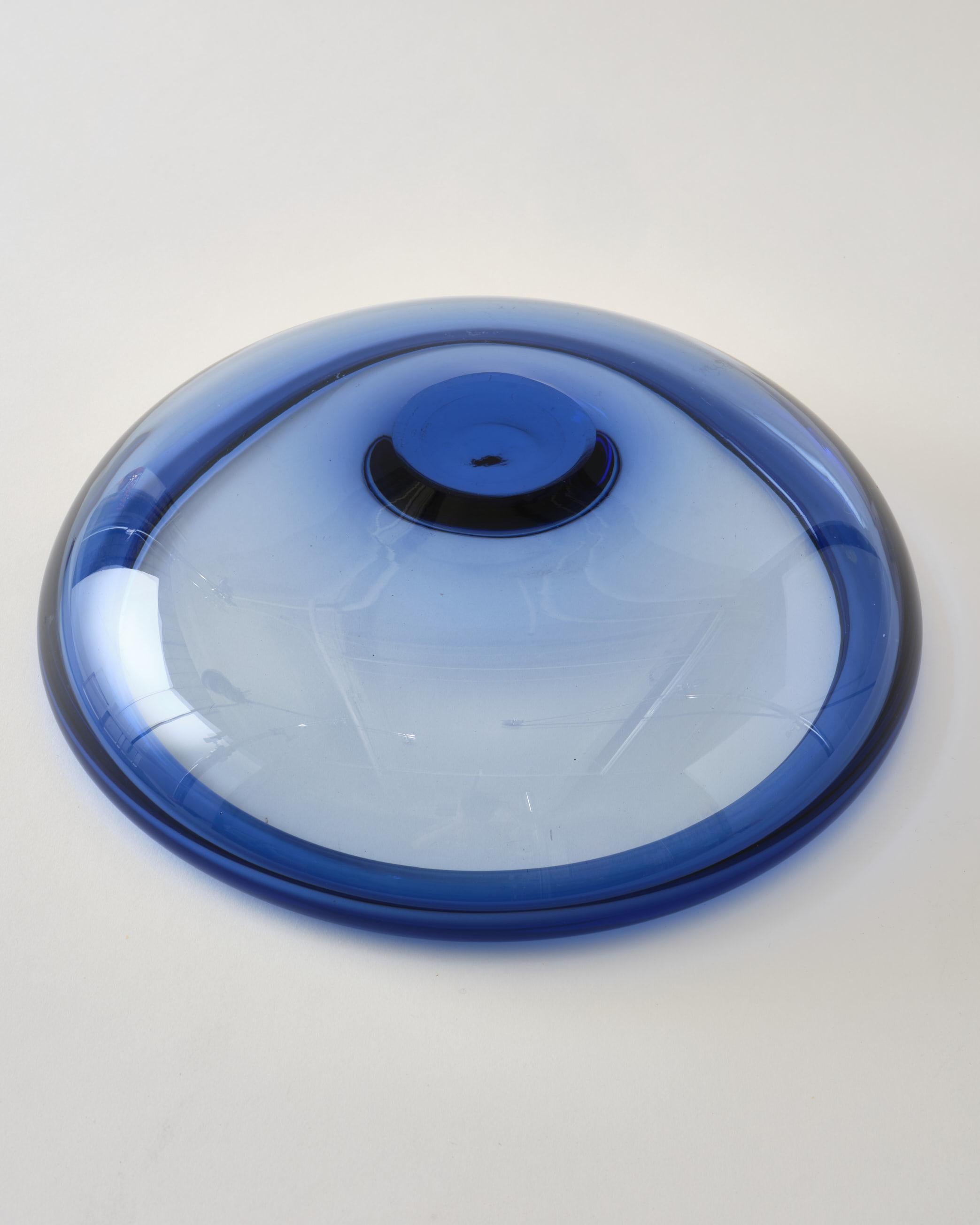 Bowl by Holmegaard, Denmark, Light Blue Glass, Round Large Shape, C 1960 For Sale 3