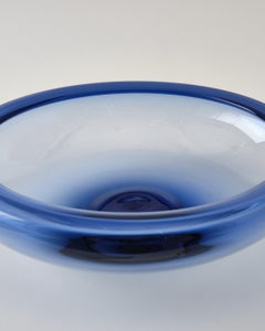 Bowl by Holmegaard, Light Blue Glass Color, Round Large Shape, Denmark, C 1960