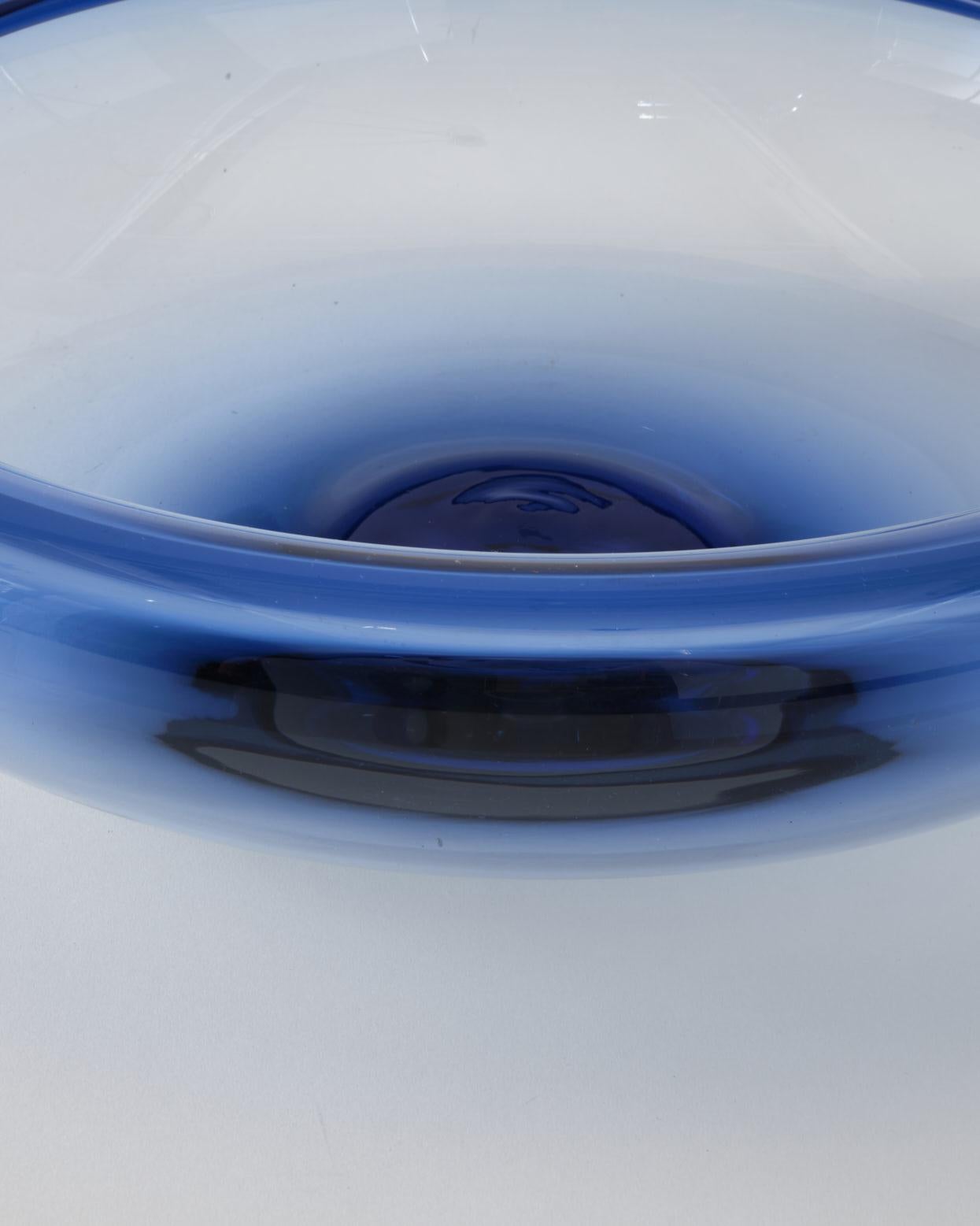 Bowl by Holmegaard, Denmark, Light Blue Glass, Round Large Shape, C 1960 In Good Condition For Sale In New York, NY