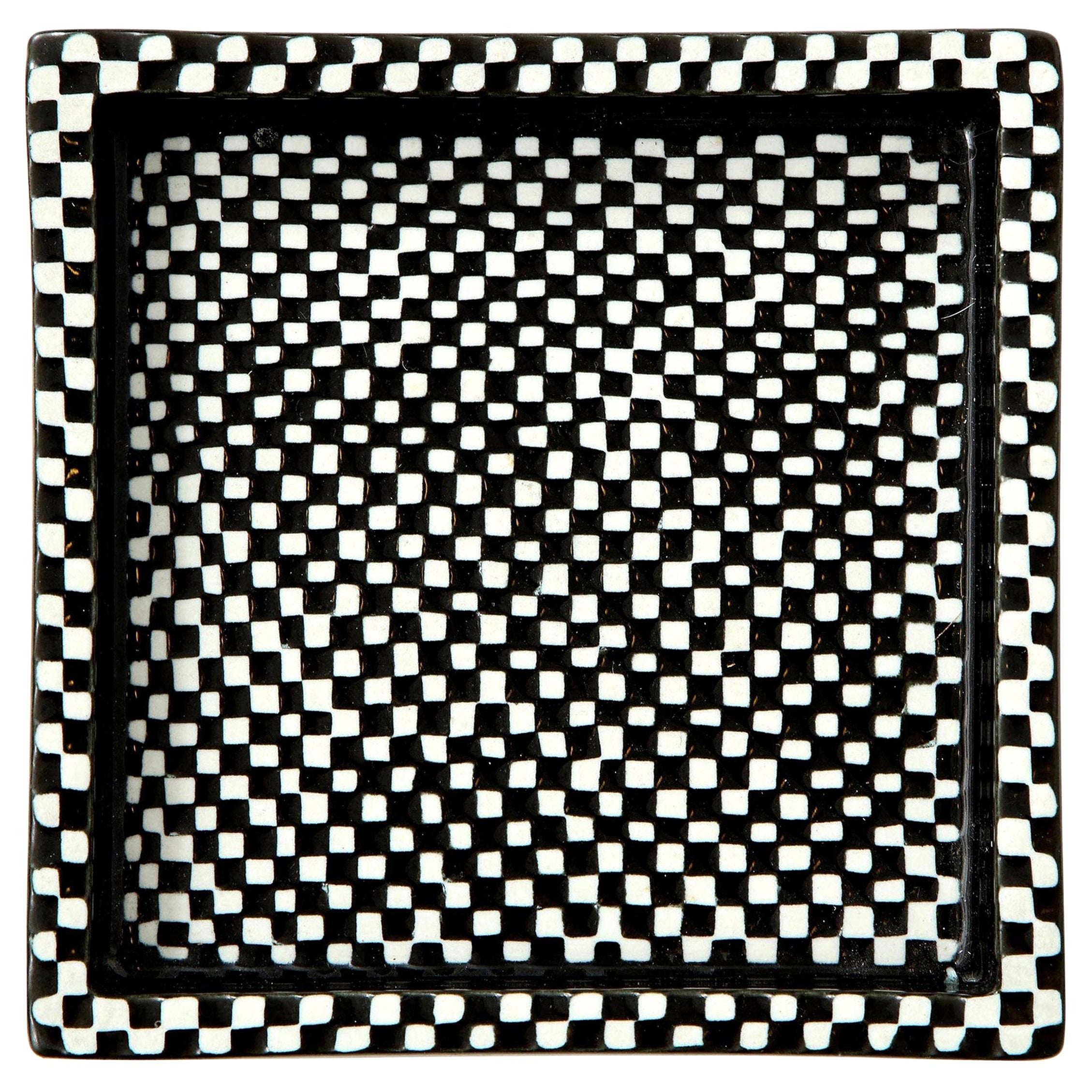 Bowl by Stig Lindberg Scandinavian Midcentury, Black and White "Domino", Sweden
