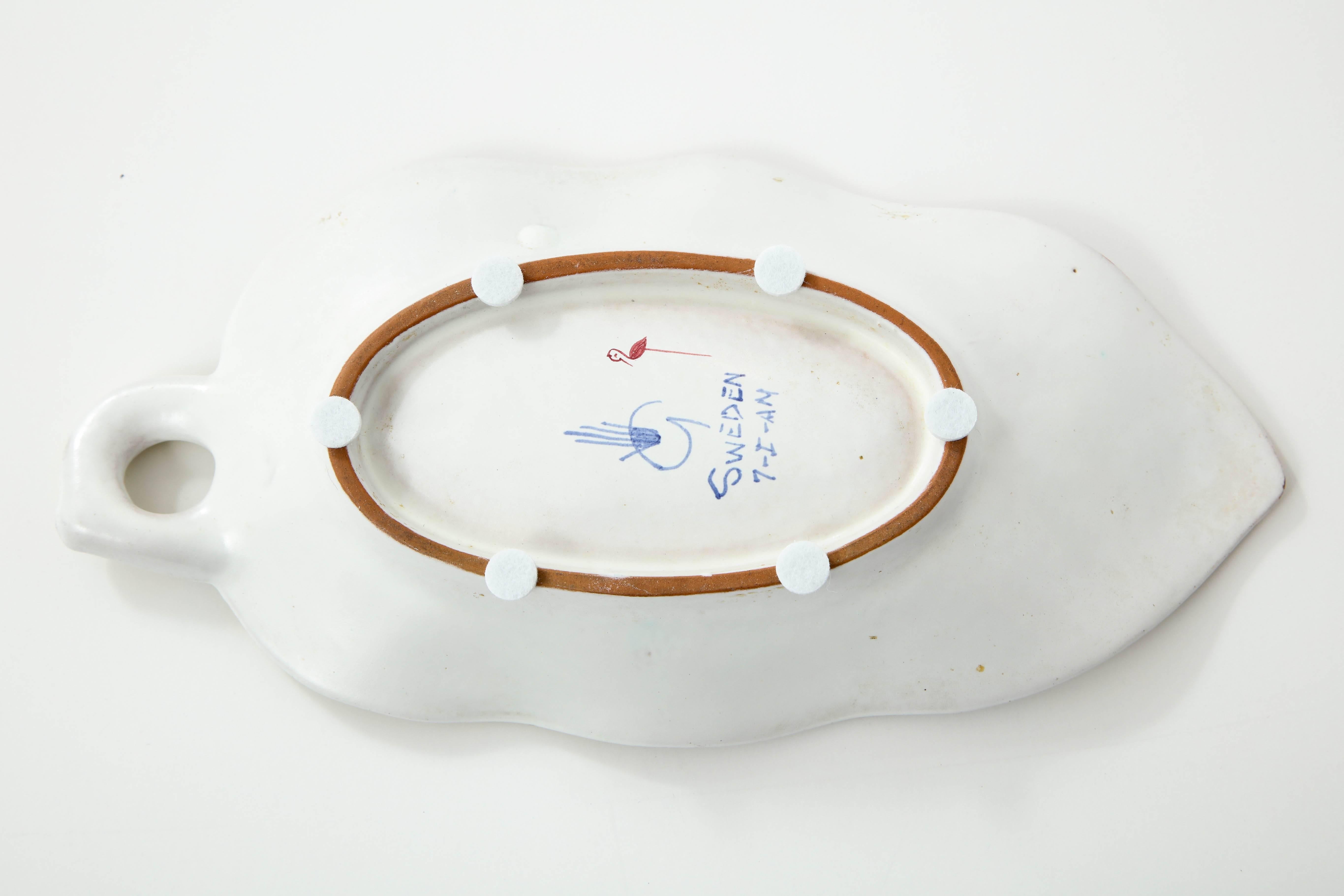 Hand-Crafted Ceramic Bowl by Stig Lindberg, Scandinavian Midcentury, Faience, circa 1950
