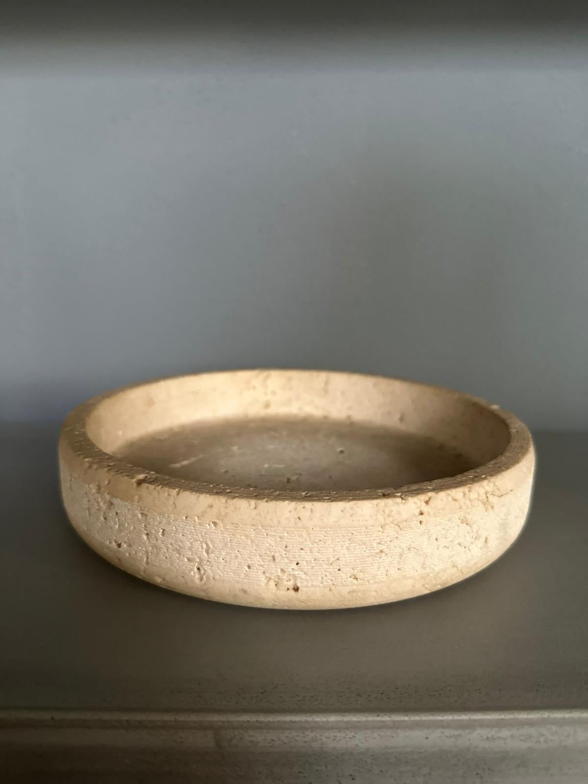 Mid-Century Modern Bowl Centerpiece by Up&Up by E.Di Rosa P.A Giusti, Travertine Marble, 1970 For Sale