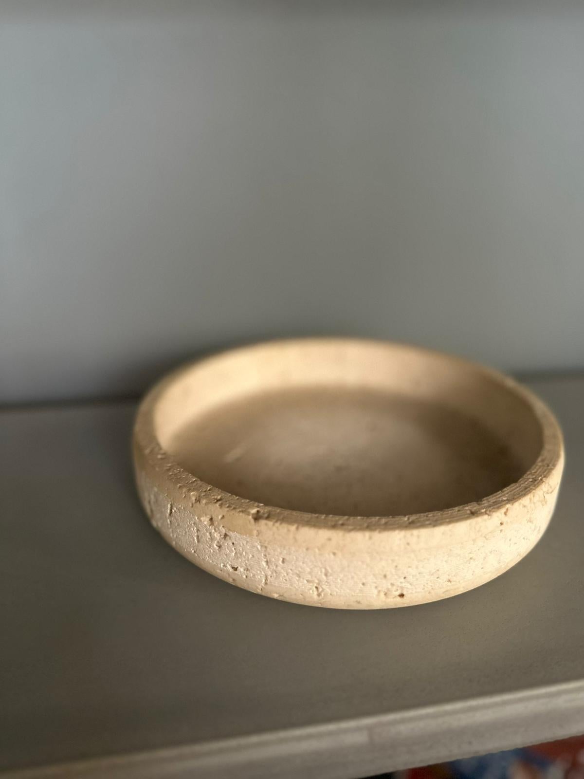 Italian Bowl Centerpiece by Up&Up by E.Di Rosa P.A Giusti, Travertine Marble, 1970 For Sale