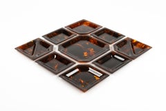 Bowl Centerpiece in Tortoiseshell Lucite Christian Dior Style, Italy 1970s