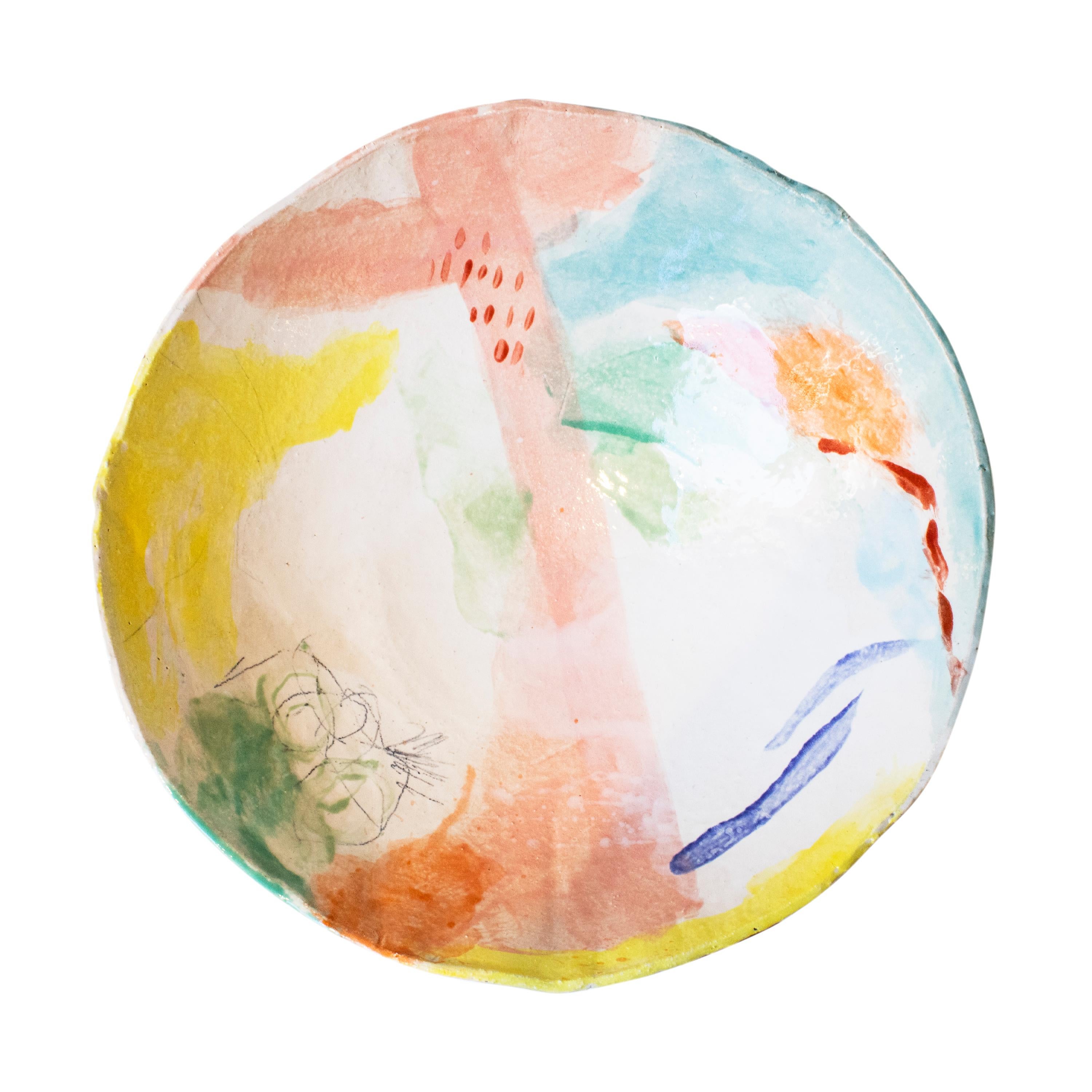 Handcrafted and painted modern bowl designed by Spanish artist Ana Laso.

ANA LASO BAEZA is an artist from Madrid who develops her activity fundamentally as a painter and, for a few years, also as a ceramicist. She trained pictorially at the Prado