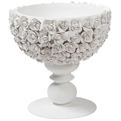 Bowl Coco Camellias, Matt White Ceramic, Italy