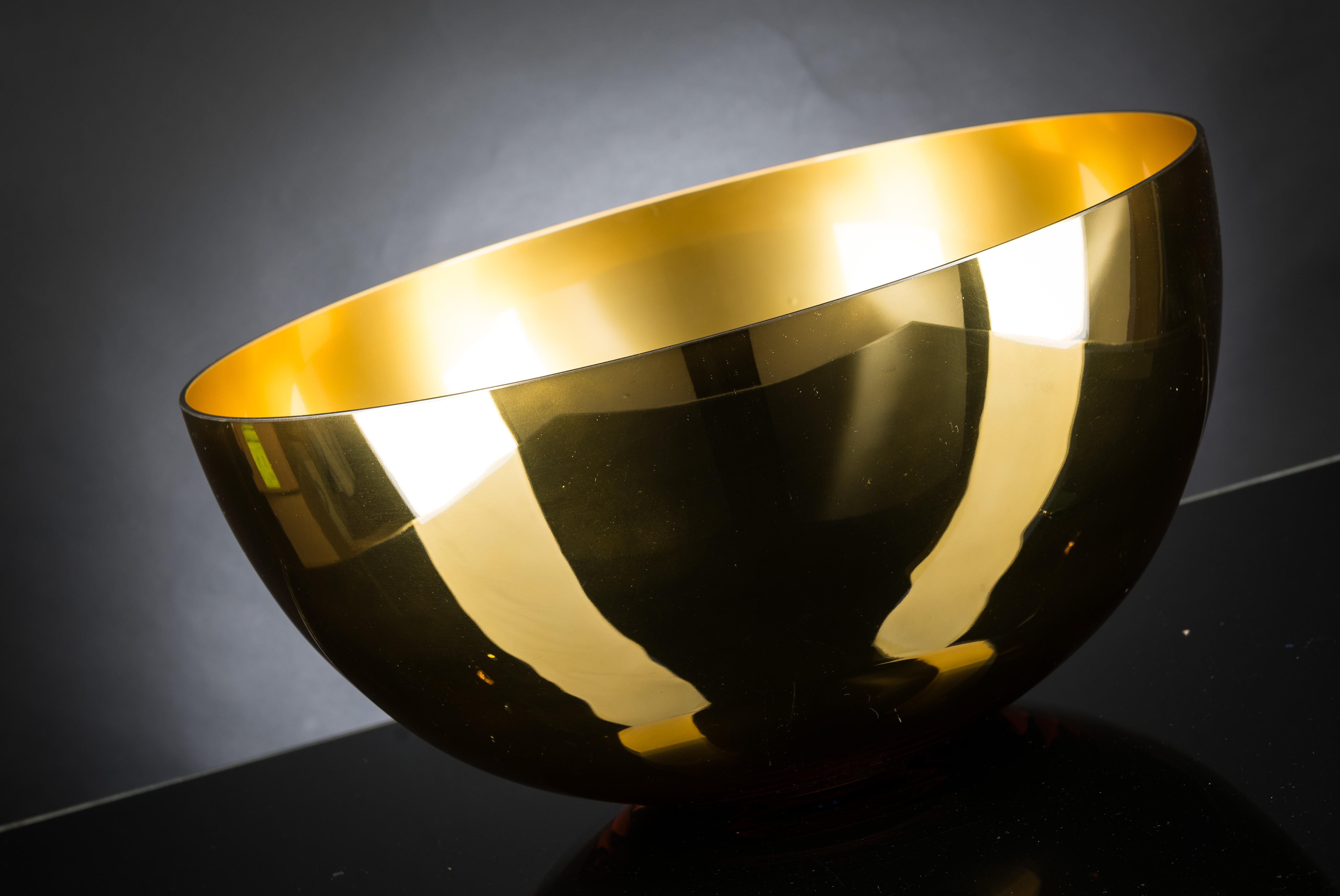 Modern Bowl Cup, Gold Color, in Glass, Italy For Sale