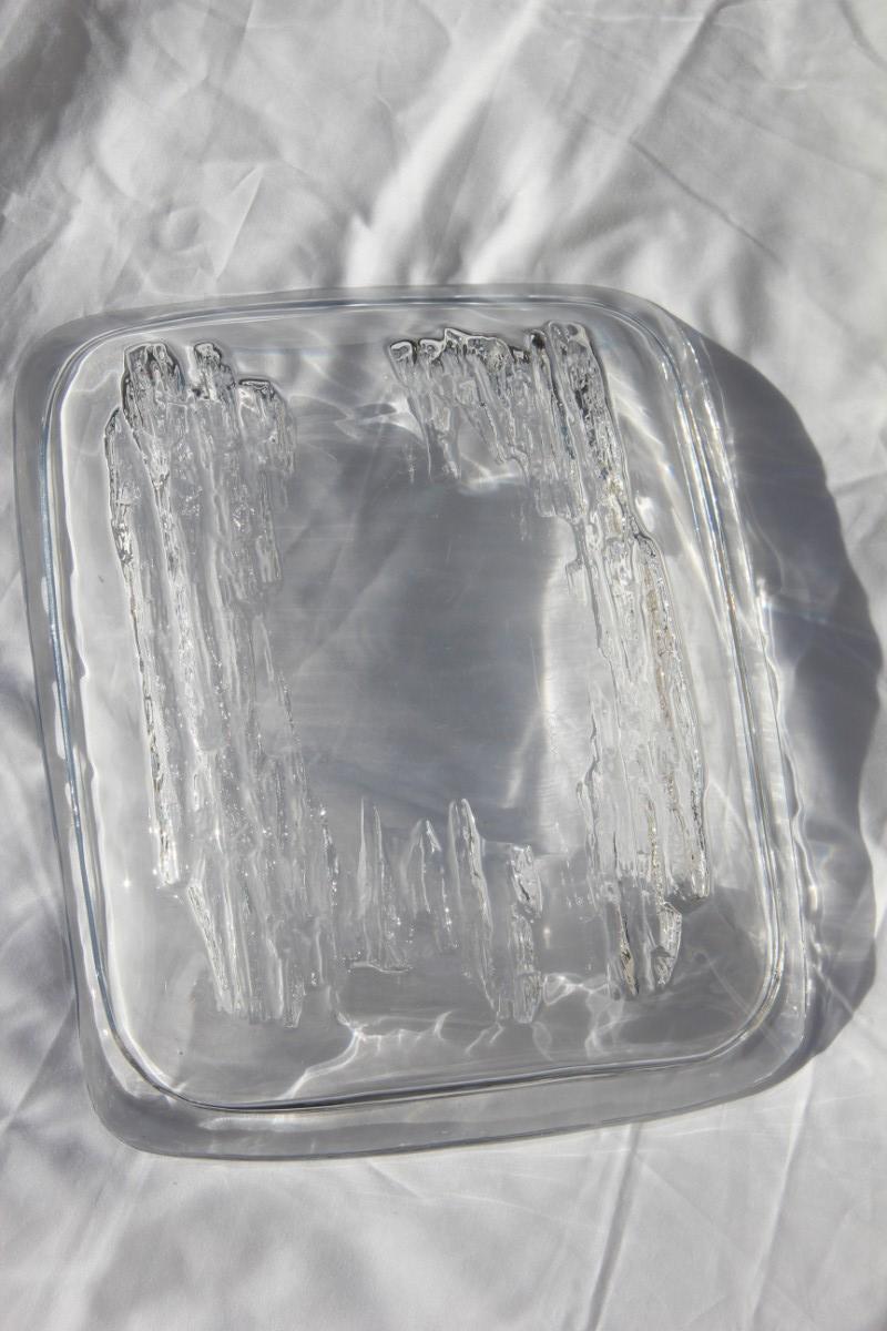 Mid-20th Century Bowl Daum Design France, 1960 Transparent Color Rectangular Form Signed For Sale