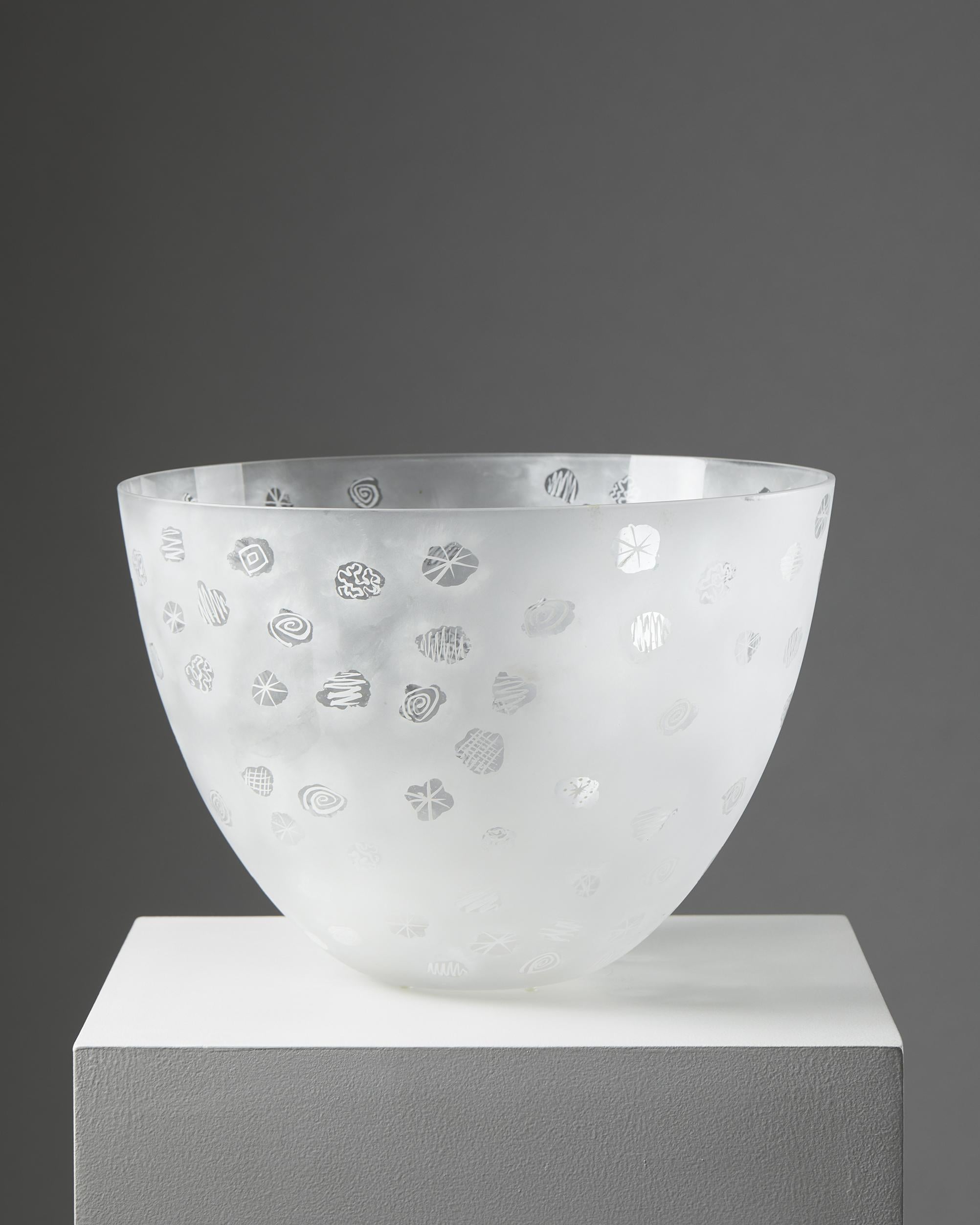 Mid-Century Modern Bowl Designed by Ingegerd Råman for Orrefors, Sweden, 2000's