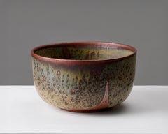 Rolf Palm Stoneware Bowl, Scandinavian Modern, Glazed, Sweden, 1960s