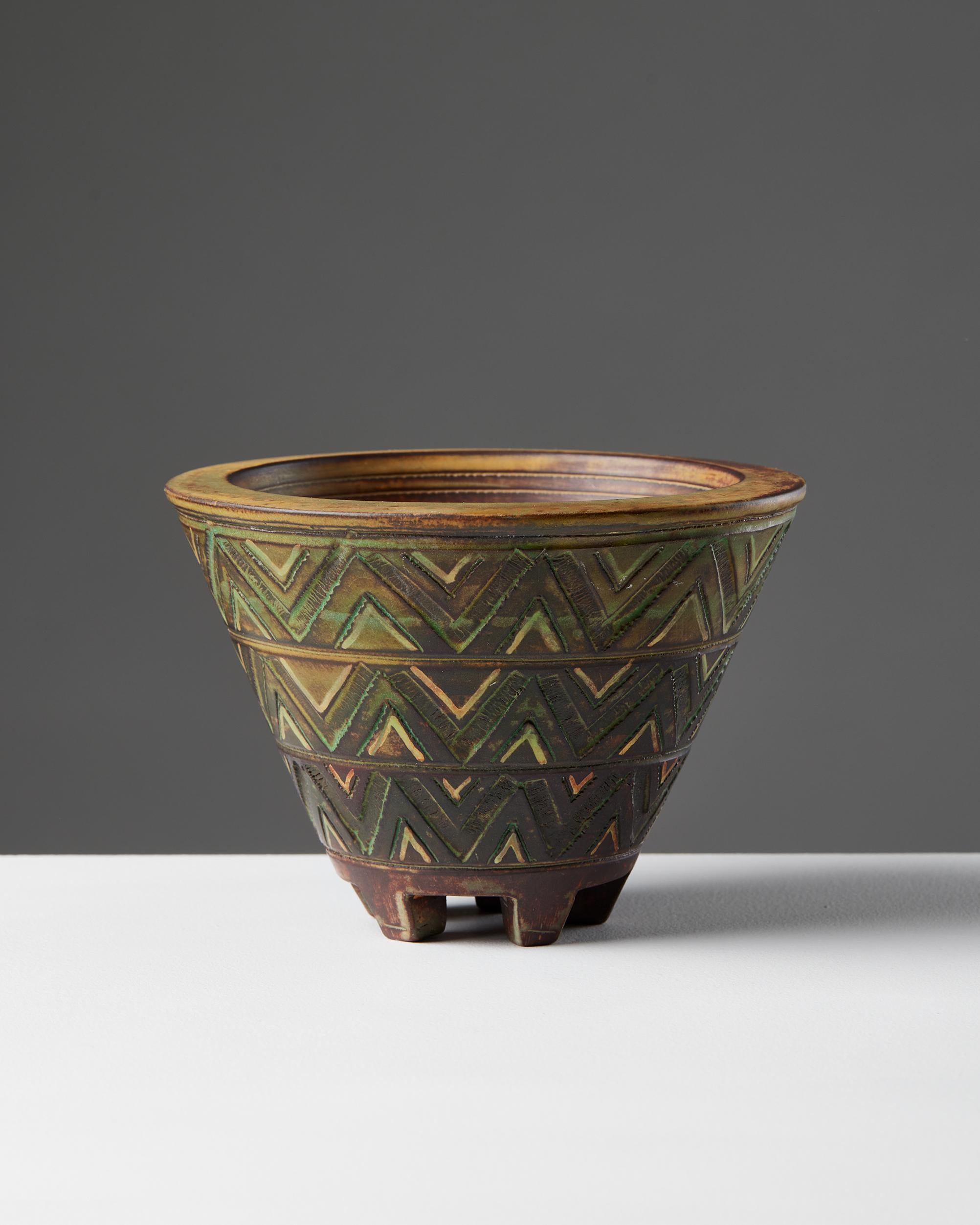 Mid-Century Modern Bowl Designed by Wilhelm Kåge for Gustavsberg, Sweden, 1948 For Sale