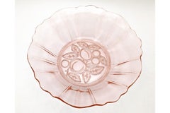 Bowl - fruit bowl made of rose glass, Poland, 1970s.