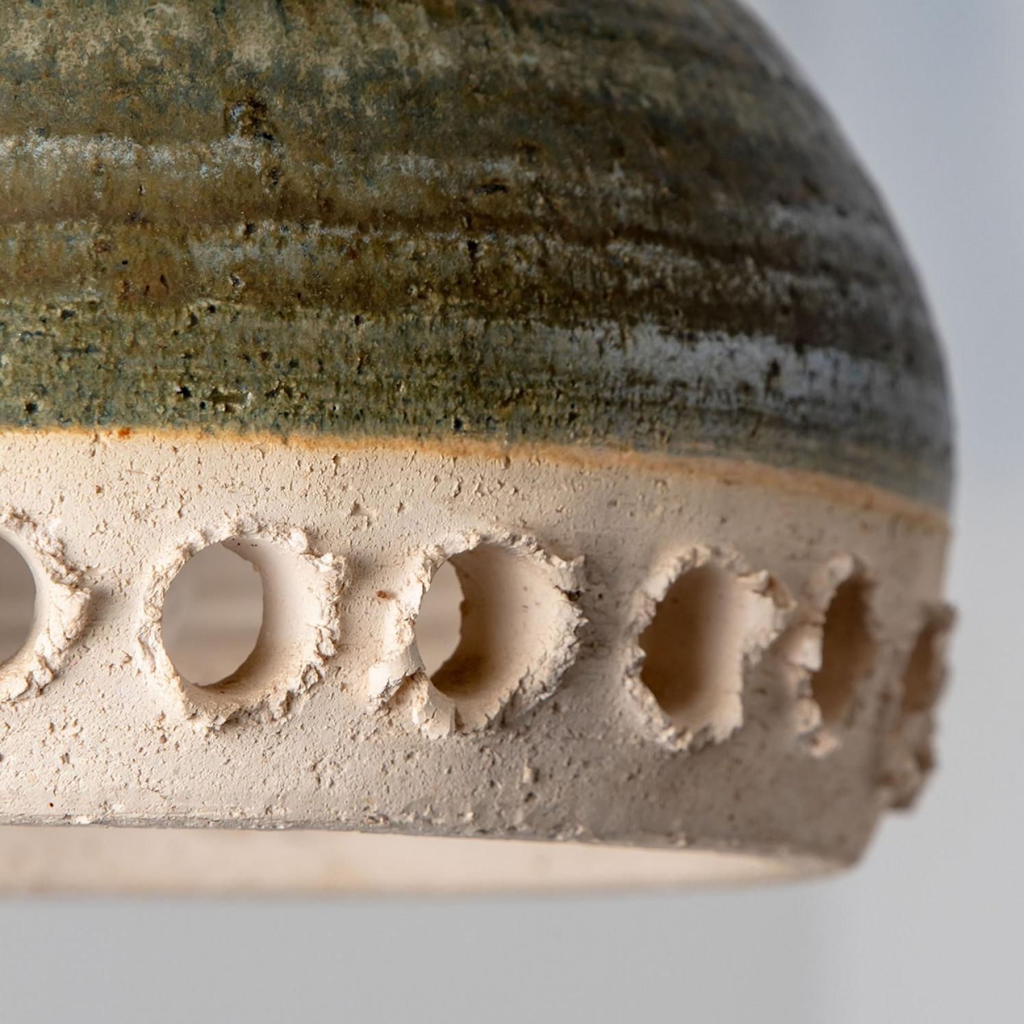 Bowl Green Nude Ceramic Pendant Light, Denmark, 1970 For Sale 1