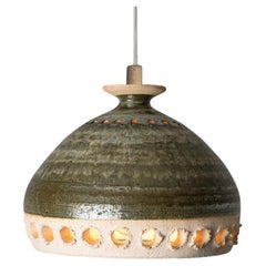 Bowl Green Nude Ceramic Pendant Light, Denmark, 1970