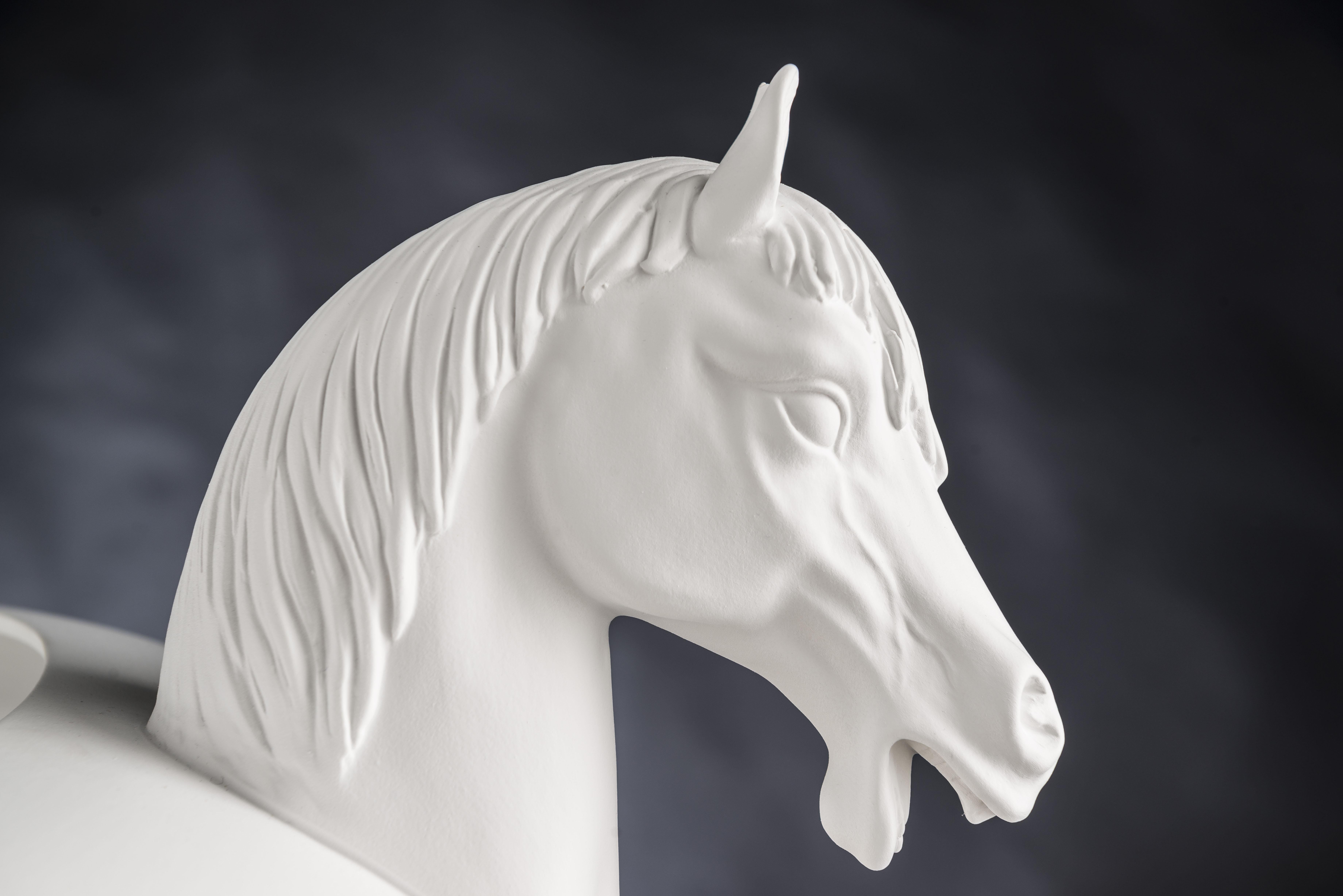 Modern Bowl Horse, Matt White Ceramic, Italy For Sale