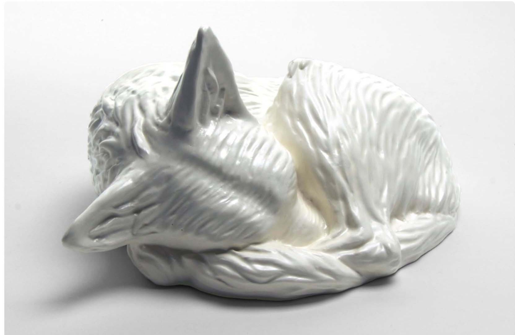 Modern 'Bowl II' Dingo by The Lost Camp, Porcelain Sculpture with Gold Luster For Sale