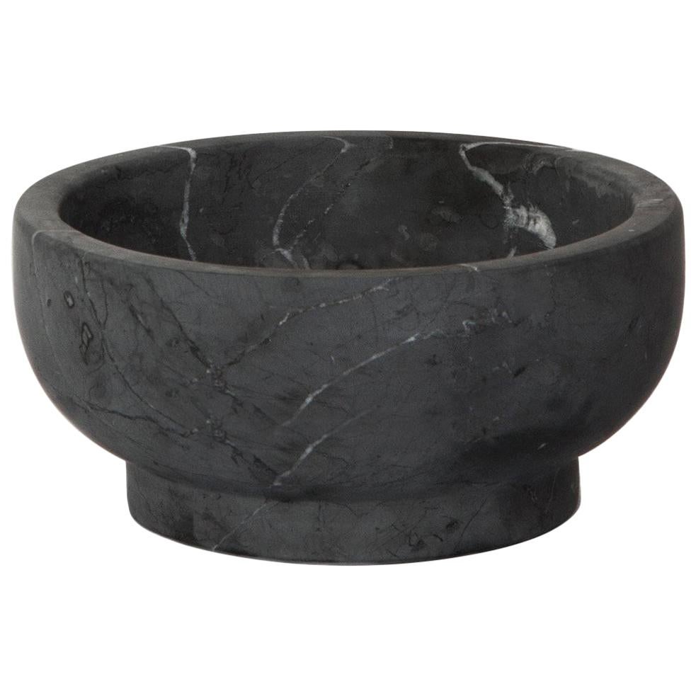 New Modern Bowl in Black Marquinia Marble, Christoforo Trapani, Stock For Sale
