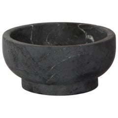 New Modern Bowl in Black Marquinia Marble, Christoforo Trapani, Stock