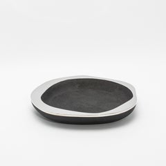 Bowl in Black Shagreen with Stainless Steel Details by R&Y Augousti