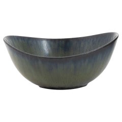 Bowl in Blue-Glazed Stoneware Model Aro by Gunnar Nylund, Sweden, 1950s