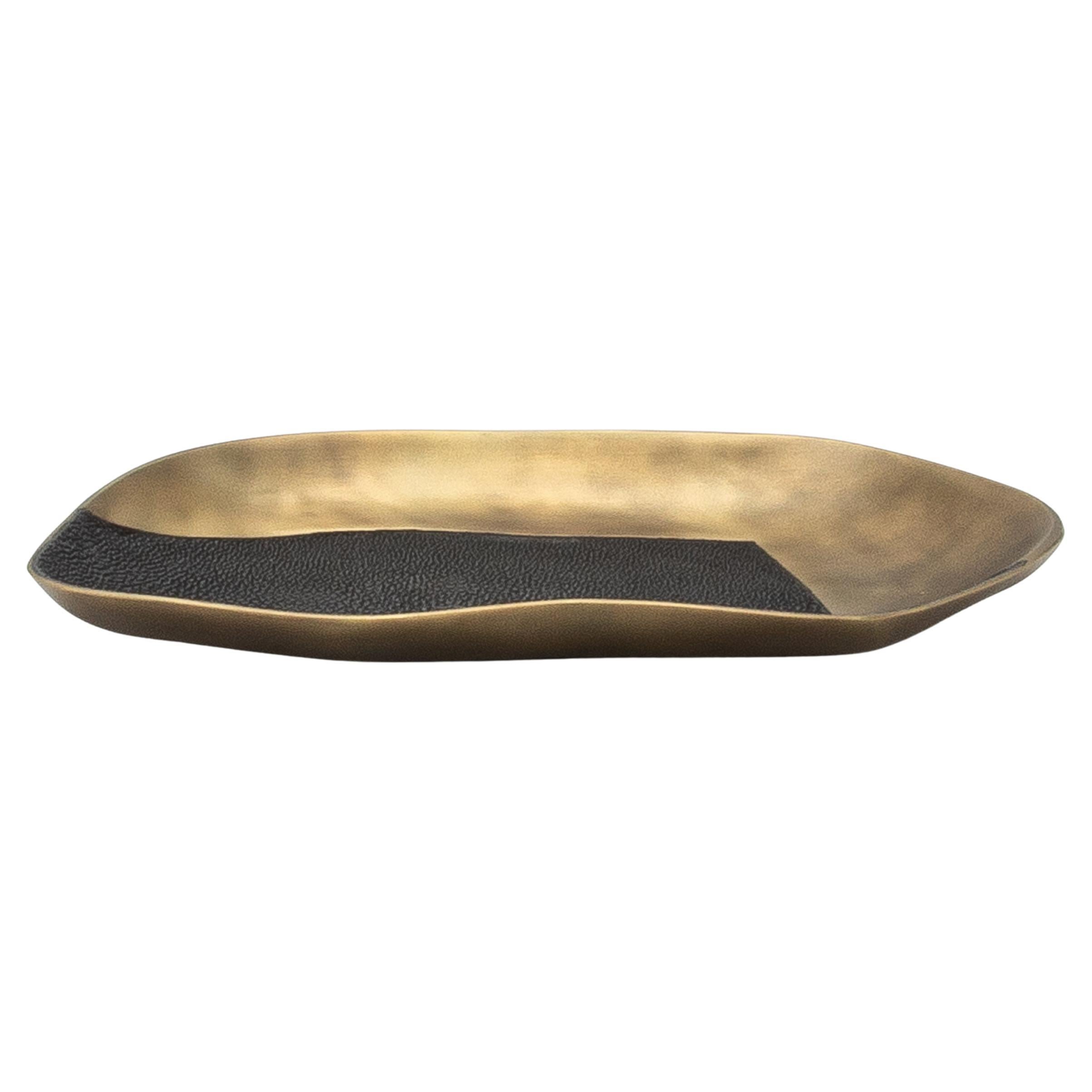 Bowl in Bronze Patina Brass with Black Shagreen Details by KIFU Paris