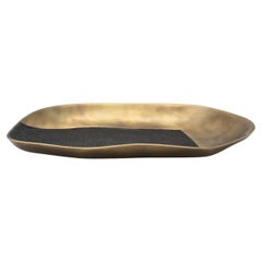 Bowl in Bronze Patina Brass with Black Shagreen Details by KIFU Paris