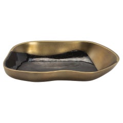 Bowl in Bronze Patina Brass with Black Shell Details by KIFU Paris