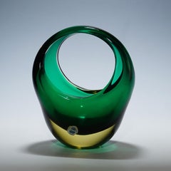Bowl in Green Sommerso Glass, Flavio Poli for Seguso Murano 1950s