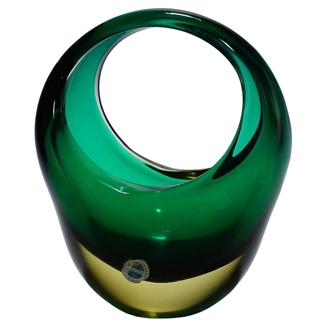 Bowl in Green Sommerso Glass, Flavio Poli for Seguso Murano 1950s im Angebot