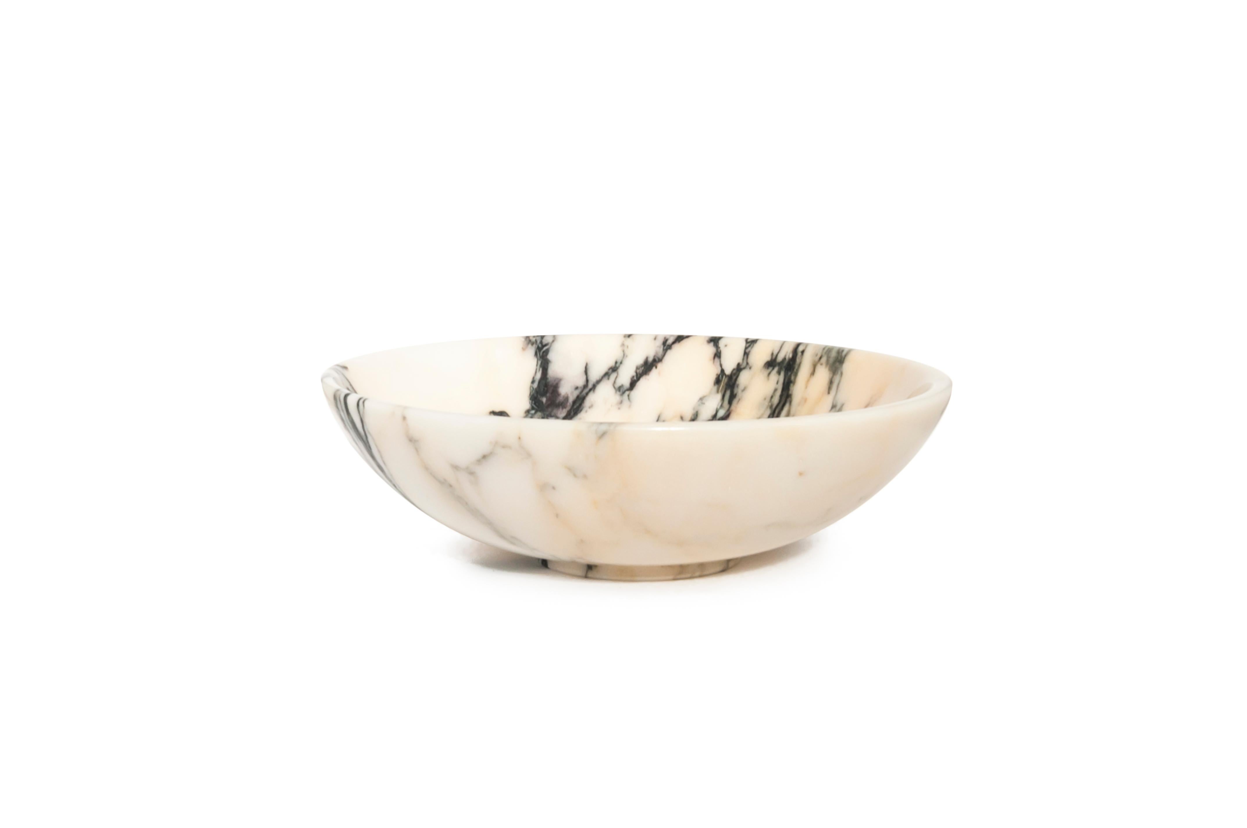 Hand-Crafted Handmade Small Fruit Bowl in Paonazzo Marble