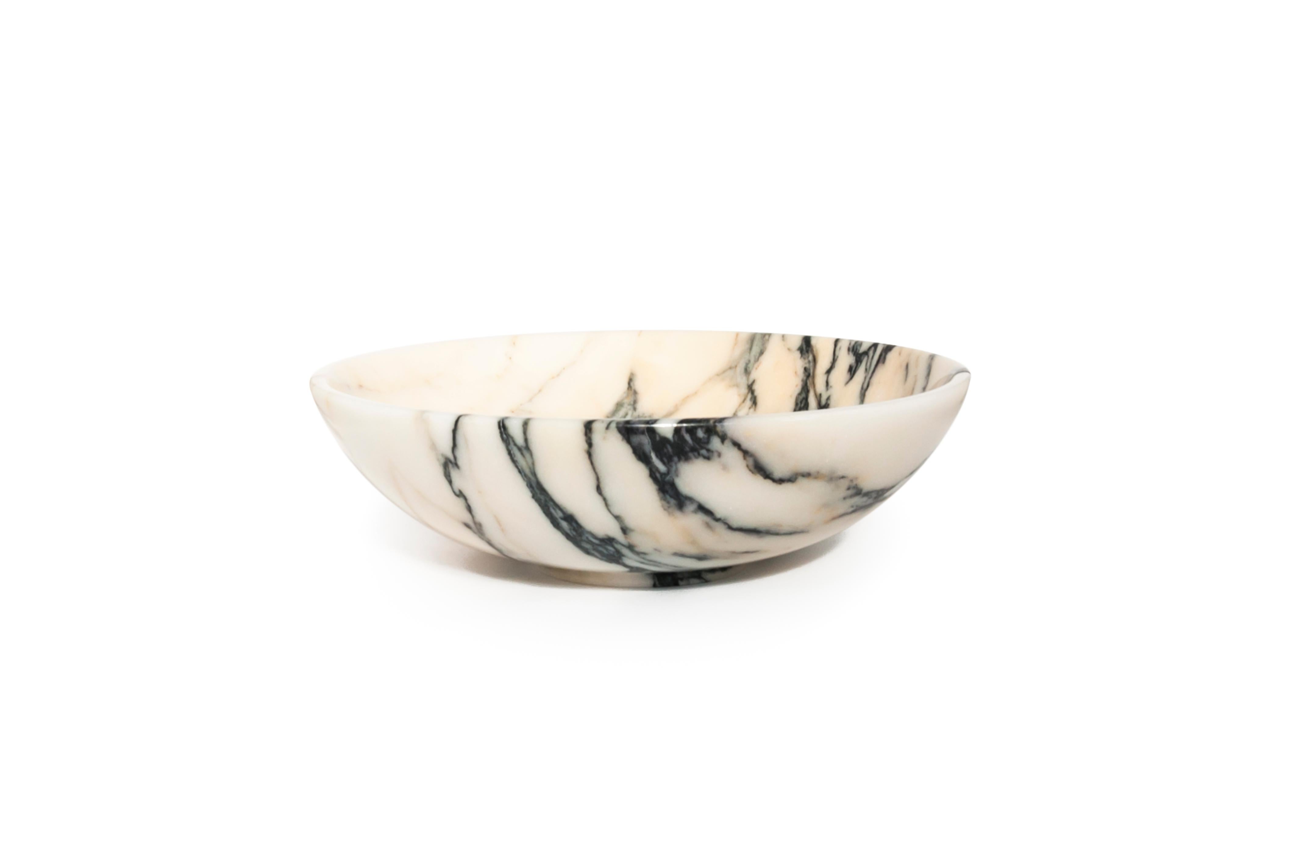 Handmade Small Fruit Bowl in Paonazzo Marble In New Condition In Carrara, IT