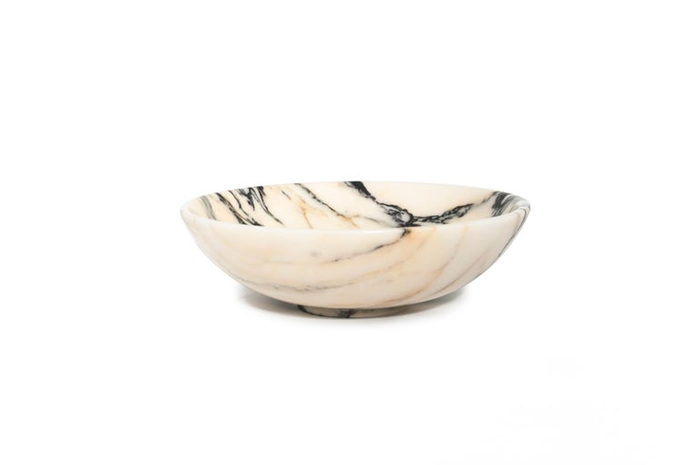 Contemporary Handmade Big Fruit Bowl in Paonazzo Marble For Sale