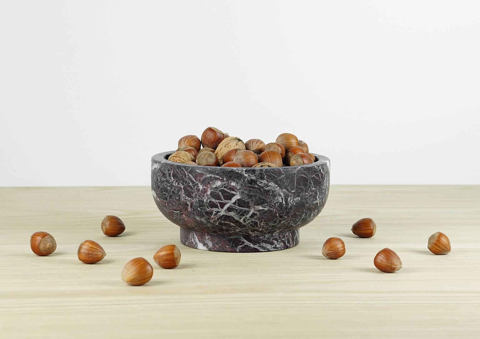 Contemporary New Modern Bowl in Red Levanto Marble creator Cristoforo Trapani Stock For Sale